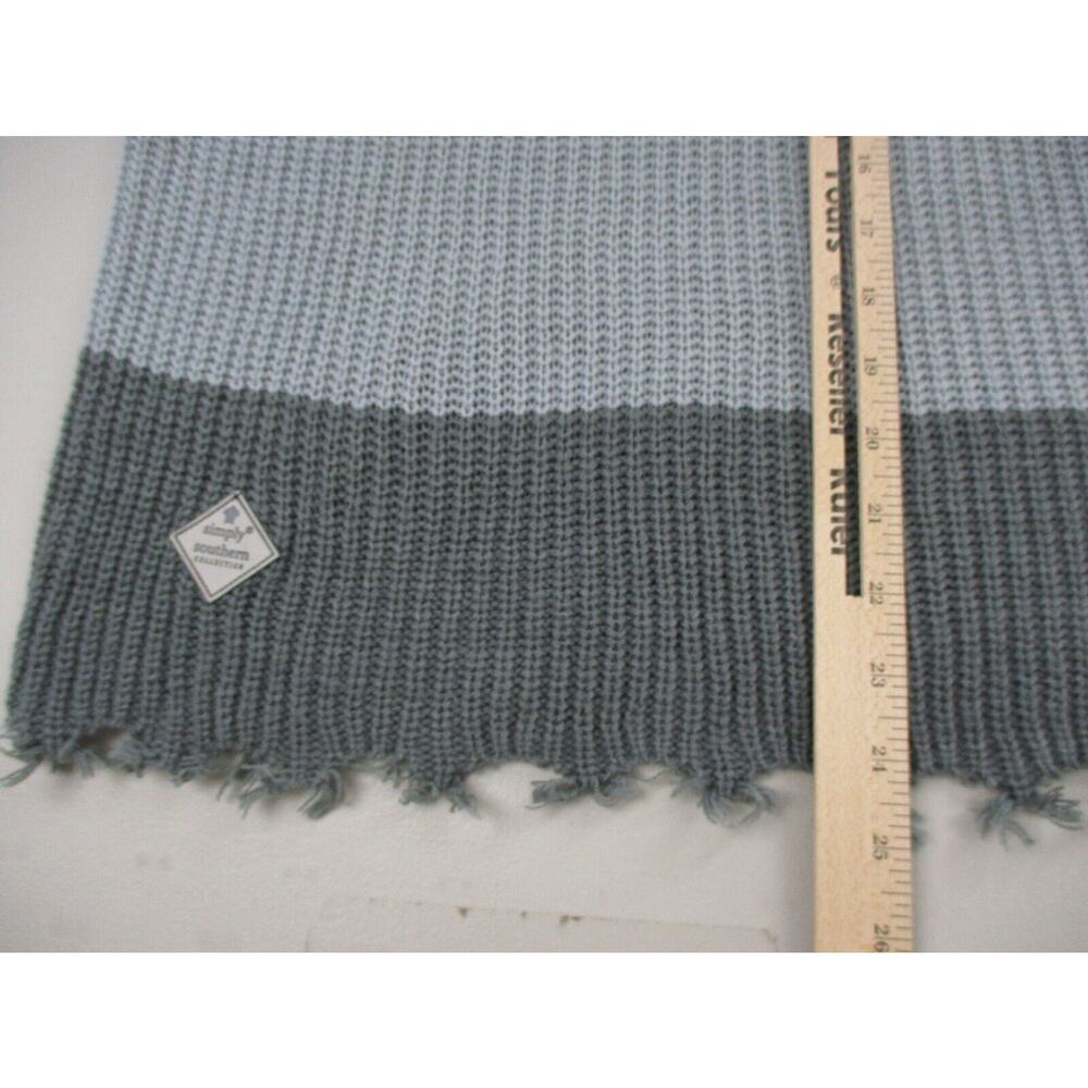 Simply Southern Collection Sweater Womens Small Striped Color Block Fringe Gray - Picture 8 of 14